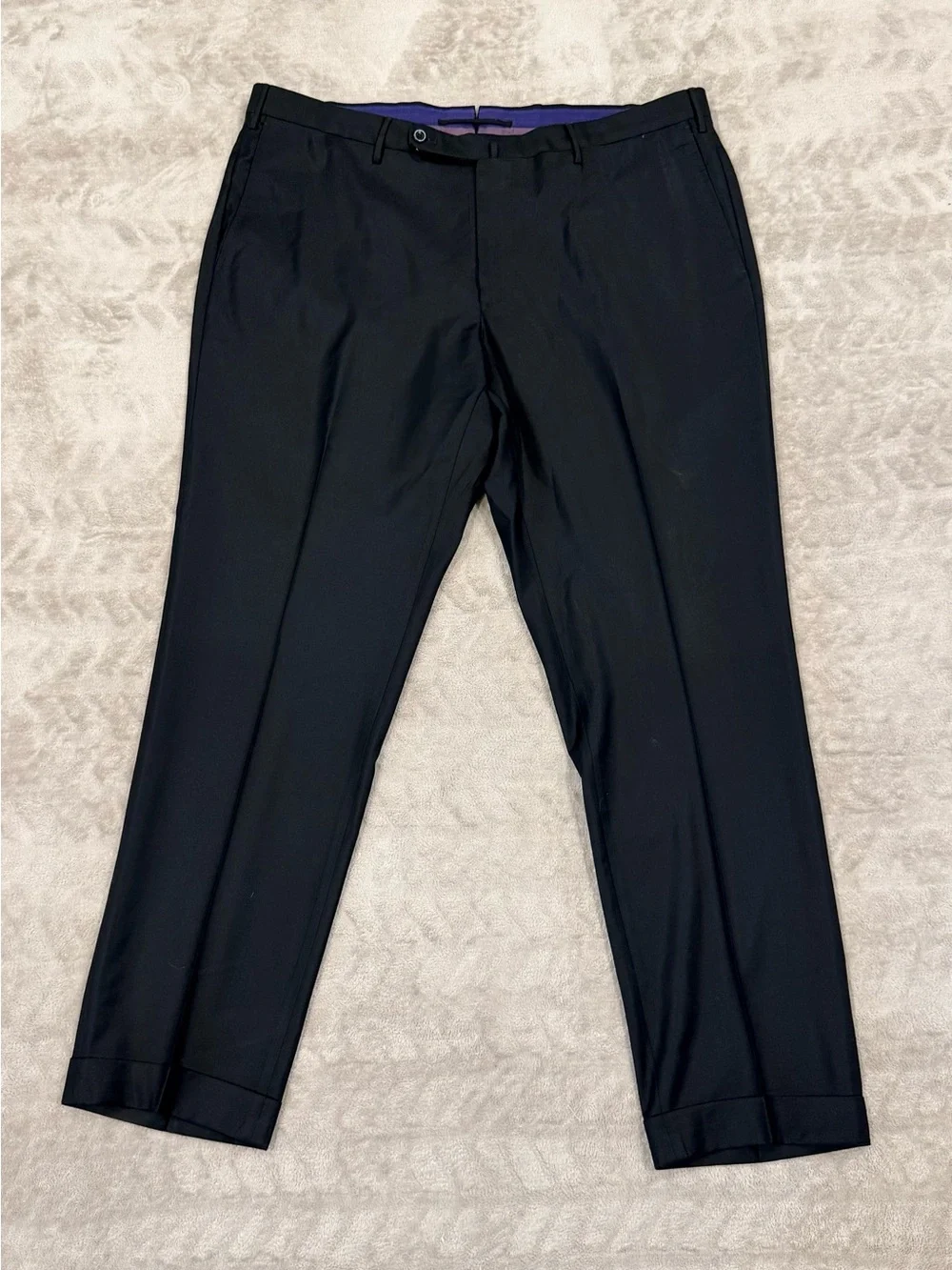 Incotex Slowear Dress Pants Mens 40 Black Wool Cuffed Trousers Classic Fit Italy